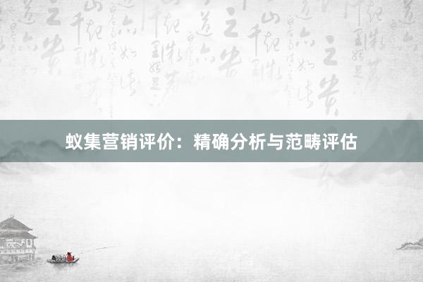 蚁集营销评价：精确分析与范畴评估